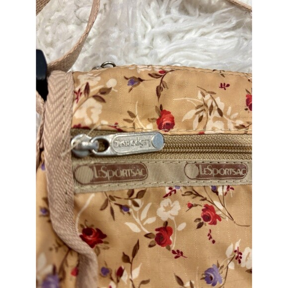 LeSportsac Deluxe Everyday Crossbody Adjustable Strap Beige Floral Y2K Bag - Picture 4 of 6
